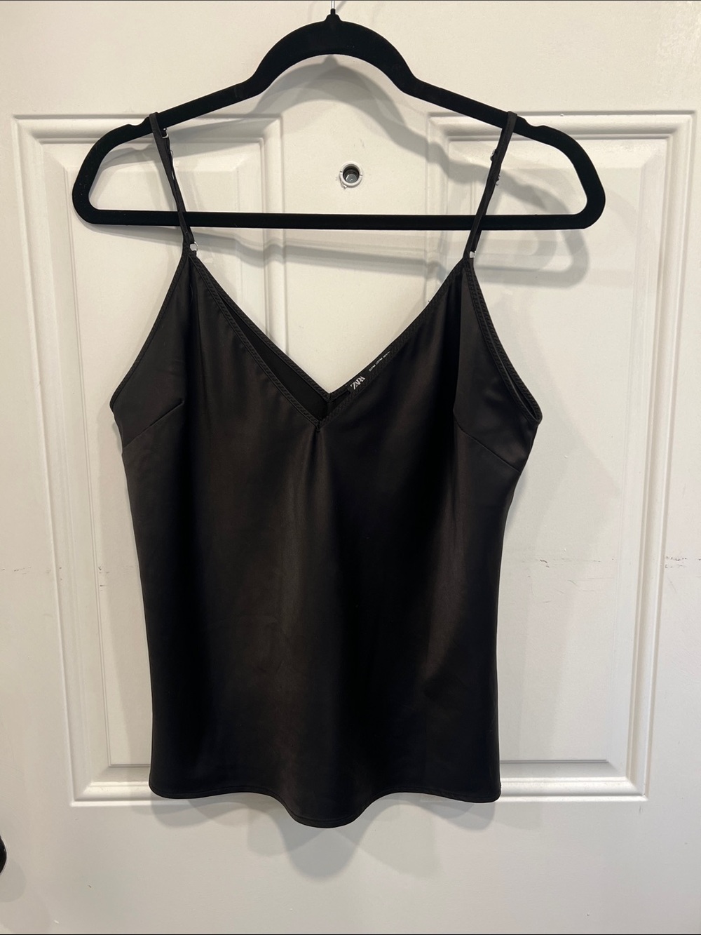 Zara Black Satin V-Neck Cami Tank